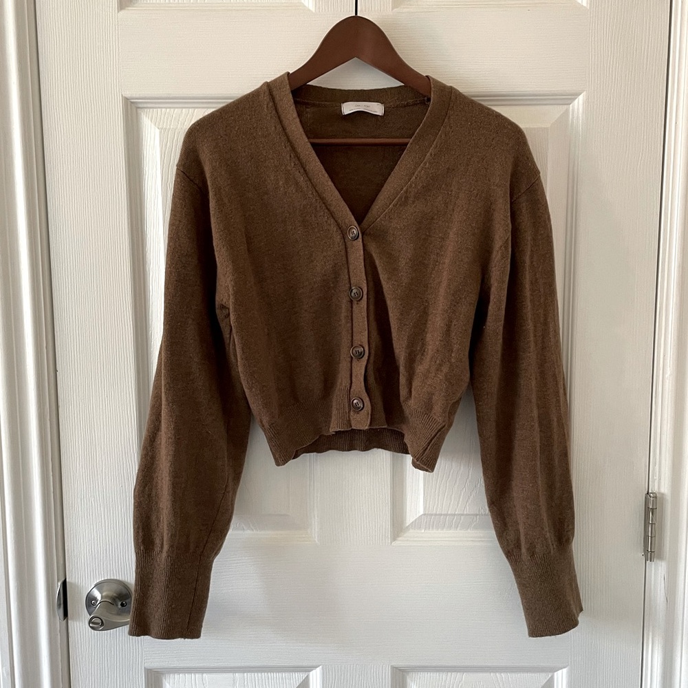 Oak + Fort Brown Wool Blend Cropped Cardigan